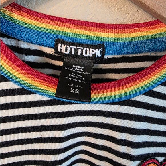 Hot Topic Striped Rainbow Ringer Dress Skater SZ XS - Picture 3 of 5